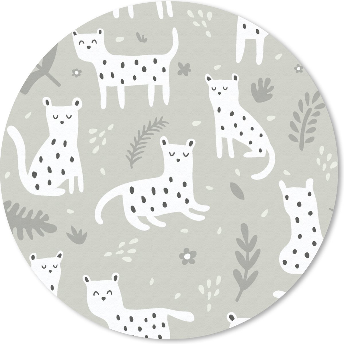 Muismat rond 30x30 cm - Mousepad Patronen - Luipaard - Bladeren - Ronde muismatten