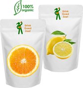 Gezonde Limonade Combinatie Sinaasappel en Citroen suikervrij zonder kunstmatige zoetstoffen biologisch Drink Goed Zoet instant limonadepoeder