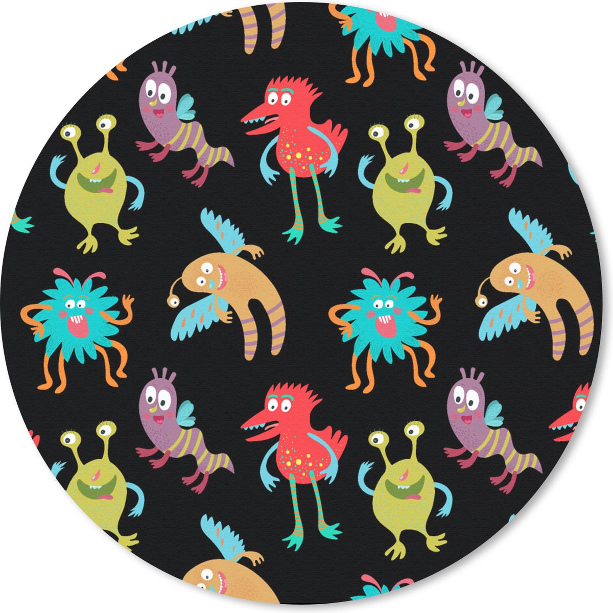 Muismat rond 50x50 cm - Mousepad Design - Monster - Kinderen - Kleur - Ronde muismatten