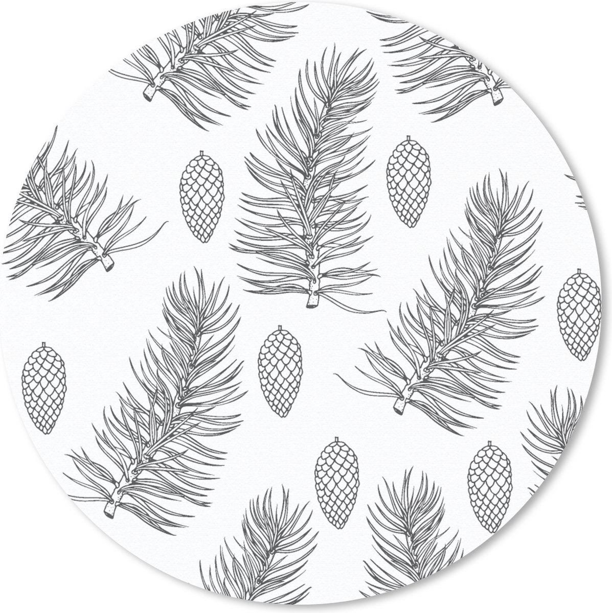 Muismat rond 40x40 cm - Mousepad Dennenappels - Kerstmis - Patronen - Natuur - Patronen - Ronde muismatten - Kerst - Cadeau - Kerstcadeau voor mannen en voor vrouwen