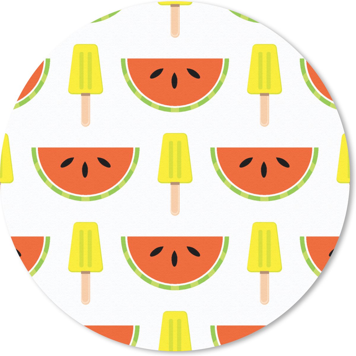 Muismat rond 20x20 cm - Mousepad IJs - Watermeloen - Patronen - Zomer - Ronde muismatten