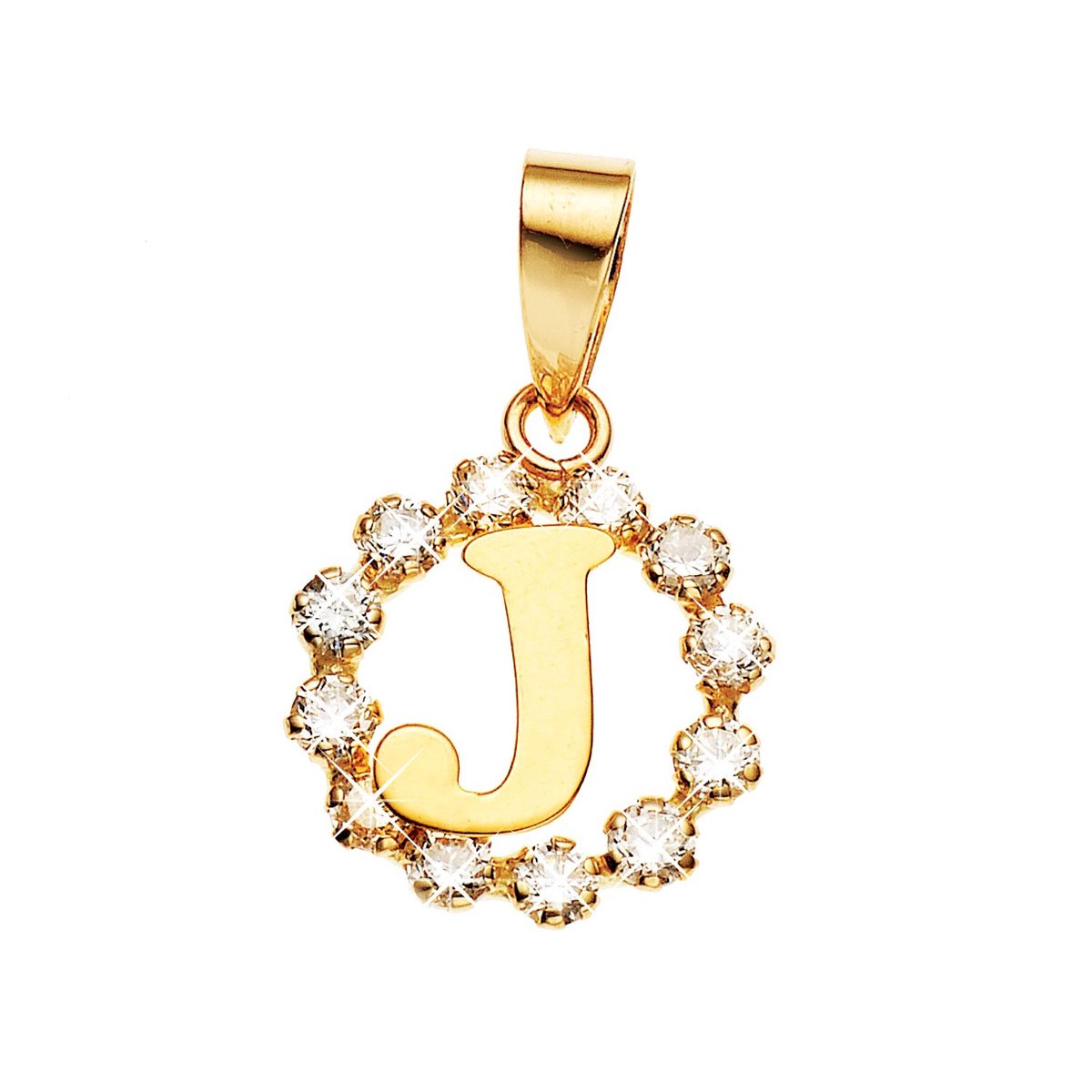 Lucardi Dames 14Karaat geelgouden letterhanger met zirkonia - Hanger - 14 Karaat Goud - Goud