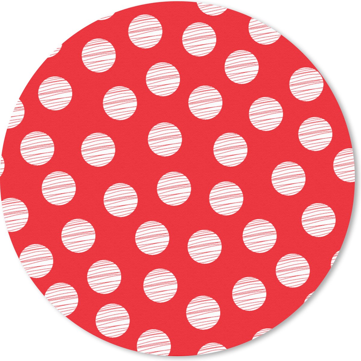 Muismat rond 40x40 cm - Mousepad Stippen - Polka dot - Patronen - Rood - Wit - Ronde muismatten