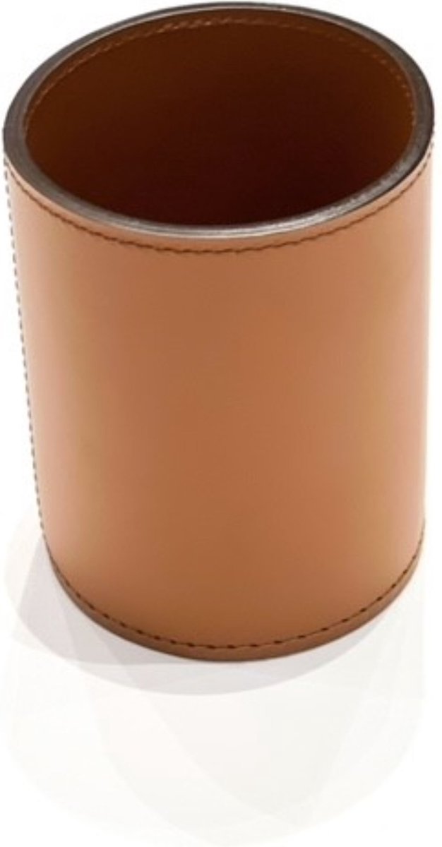 RUDI RABITTI PENNENBAKJE LEDER COGNAC ROND DIAMETER 8CM