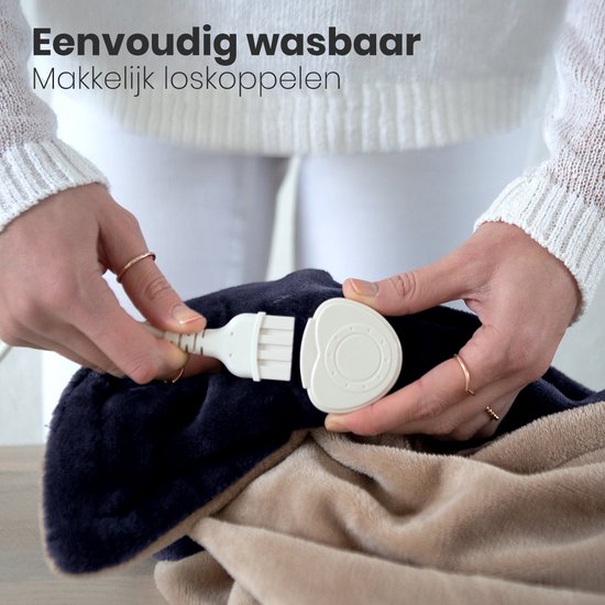 Auronic Elektrische Deken - 160 x 120 cm - 1 Persoons Warmtedeken - 3 Warmtestanden met Timer - Verwarmingsdeken - Nachtblauw