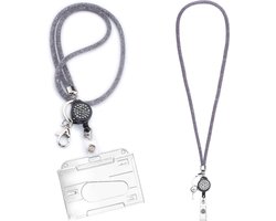 Yashika Lanyard - keycord sleutelhanger - Keycord met rollerclip - lanyard - uittrekbare sleutelhanger - trekkoord - nekkoord - pashouder - grijs