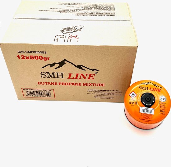 SMH LINE® Gascartridge - 12x 500g - Gascartouche - Easy Clic cartouche - Schroefventiel