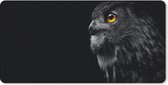 Bureauonderlegger - Uil - Vogel - Zwart - Portret - 60x30 - Muismat