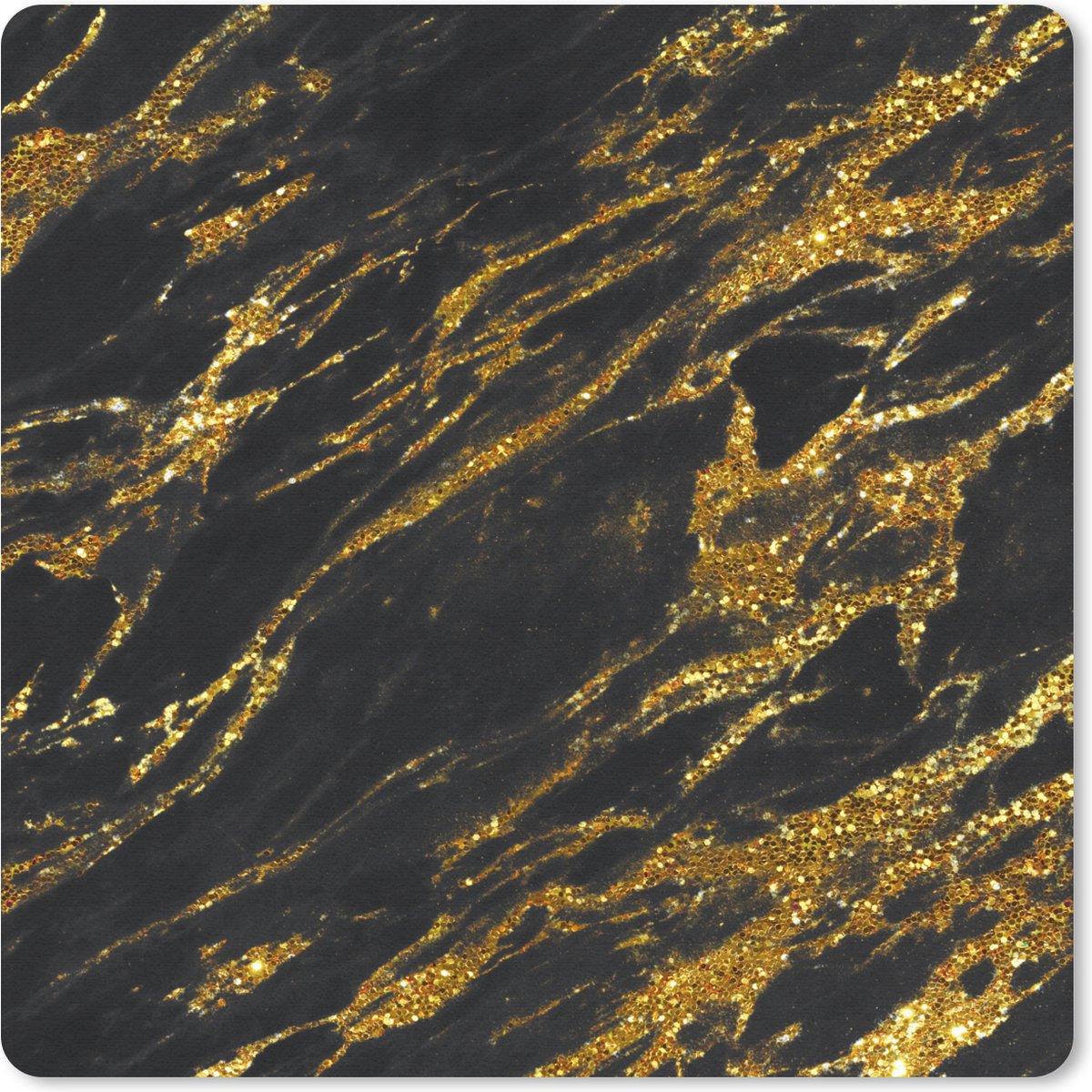 Muismat 20x20 cm - Mousepad Marmer - Goud - Zwart - Vlekken - Muismatten
