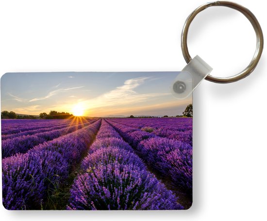 Porte-clés - Lavande - Fleurs - Coucher de soleil - Violet - Cadeaux à distribuer - Plastique
