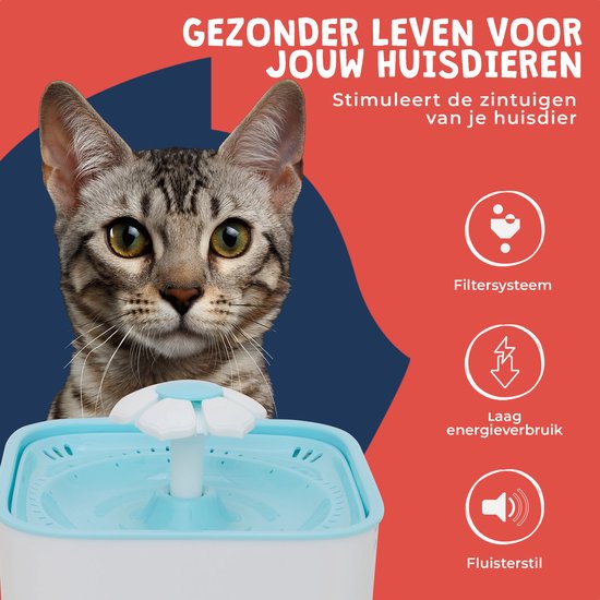 JC Pets Premium Drinkfontein voor Kat of Hond 2.5L Inclusief 4 filters en Cleaning...