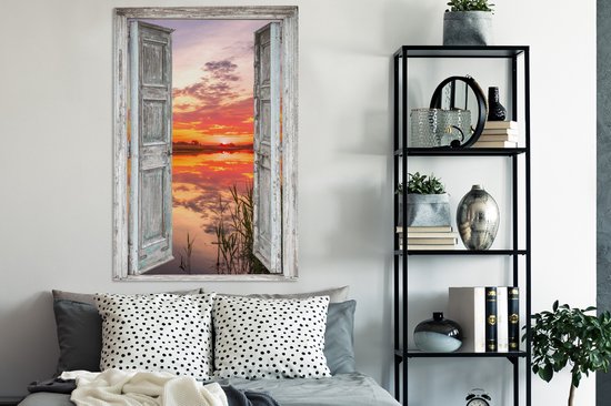 Tableau Peinture Paysage - Coucher de Soleil - Water - Transparent - 80x120 cm - Décoration murale
