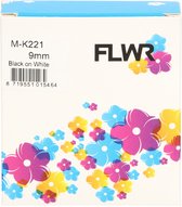 FLWR - Printetiket / MK-221 / Zwart op Wit - geschikt voor Brother