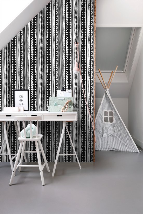 Perles de papier peint intissé HD noir et blanc - 138838 de ESTAhome