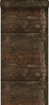 Origin Wallcoverings behang grote verweerde roestige metalen platen met klinknagels roest bruin - 337231 - 53 cm x 10,05 m