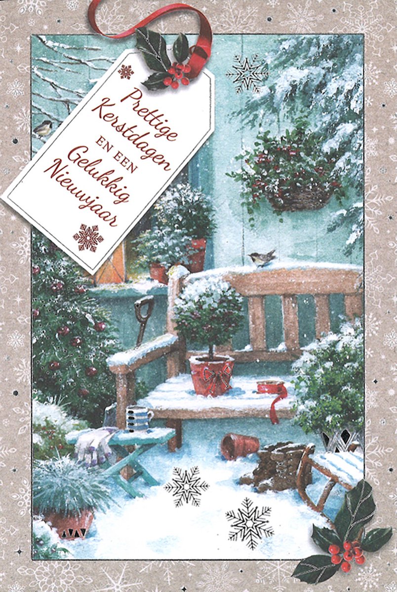 MGPcards - 6 Luxe dubbele Kerstkaarten - Foliedruk - Gekleurde envelop - 11,5 x 17 cm