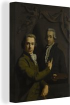 Peinture sur toile Autoportrait montrant le portrait de son collègue décédé Dirk Jacobsz Ploegsma - Peinture de Willem Bartel van der Kooi - 90x120 cm - Décoration murale