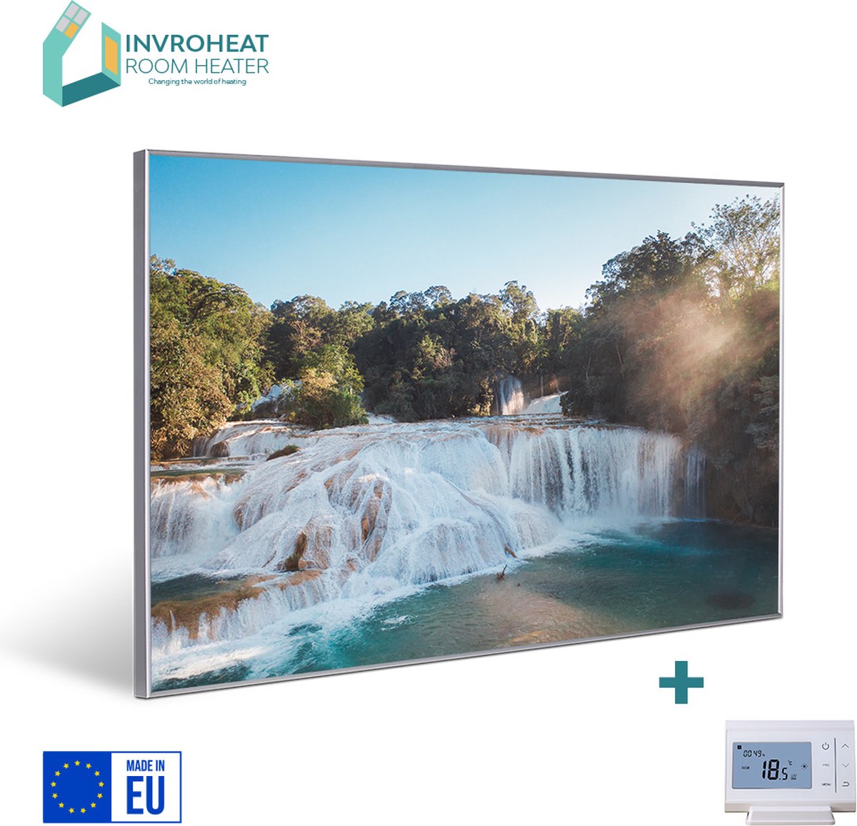IHWS2022-2613-DIS - Infrarood paneel - 915x610mm - Waterfall, Display thermostaat