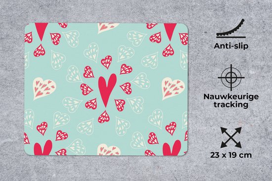 Muismat 23x19 cm - Mousepad Hartjes - Patronen - Pastel - Muismatten
