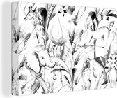 Canvas Schilderij Waterverf - Dieren - Planten - Jungle - Jongens - Meisjes - Kinderen - 120x80 cm - Wanddecoratie