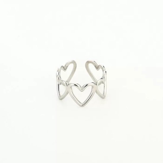 Ring Hearts - Michelle Bijoux - Ring - One size - Zilver