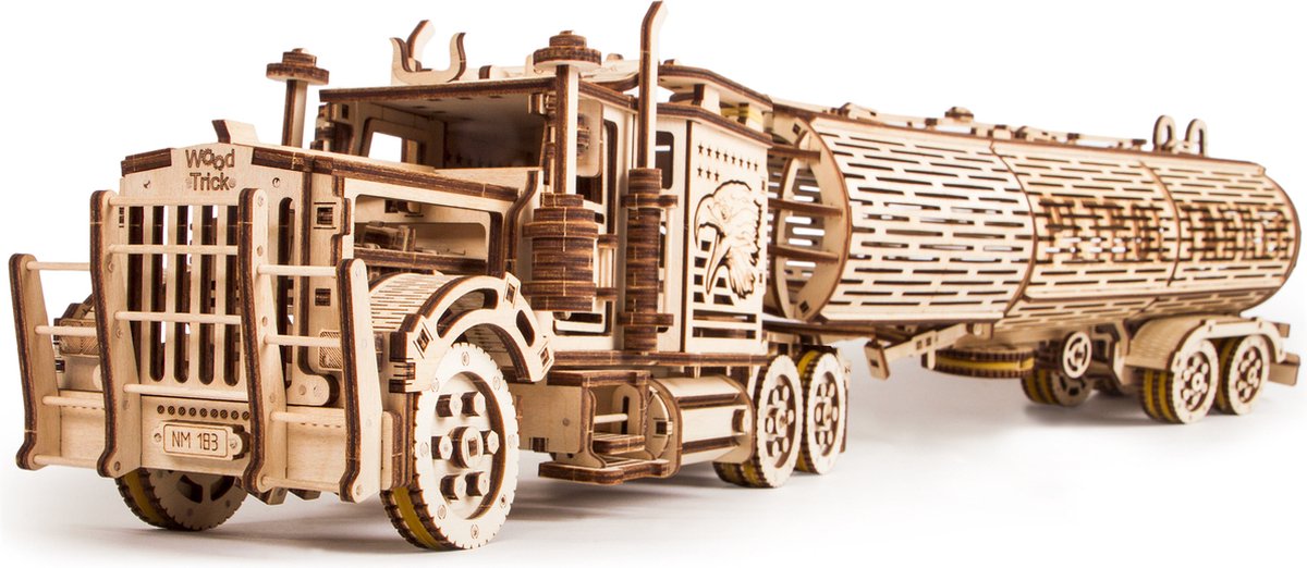 Wood Trick – Modelbouw 3D houten puzzel – de Tankaanhangwagen – Tank Trailer – Uitbreiding op Grote Vrachtwagen Big Rig - 220 stuks - Geen lijm noch verf nodig! — afbeelding 3