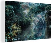 Canvas Schilderij Planten - Jungle - Water - 90x60 cm - Wanddecoratie