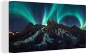 Aurores boréales au-dessus des rochers 80x40 cm - Tirage photo sur toile (Décoration murale salon / chambre)