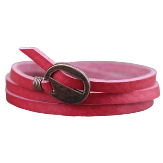 Marama - armband roze leer - gesp brons - damesarmband - one size fits all