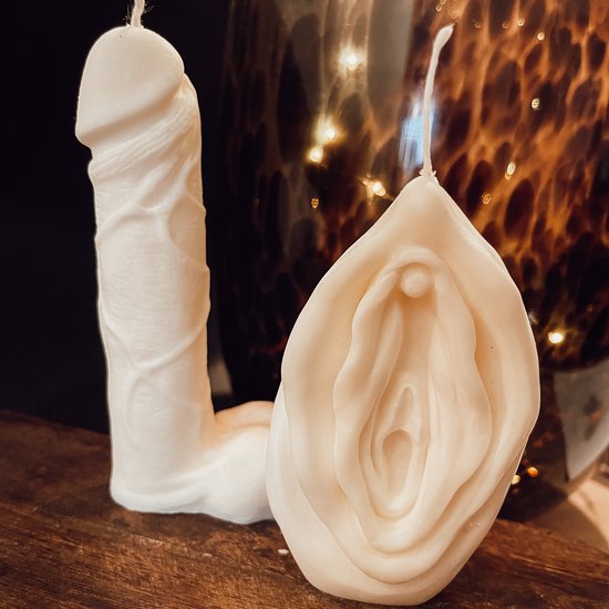 Penis en vaginakaars - duo peniskaars en vaginakaars - piemelkaars en yonikaars - Paper Bricks set kaarsen piemel en yoni