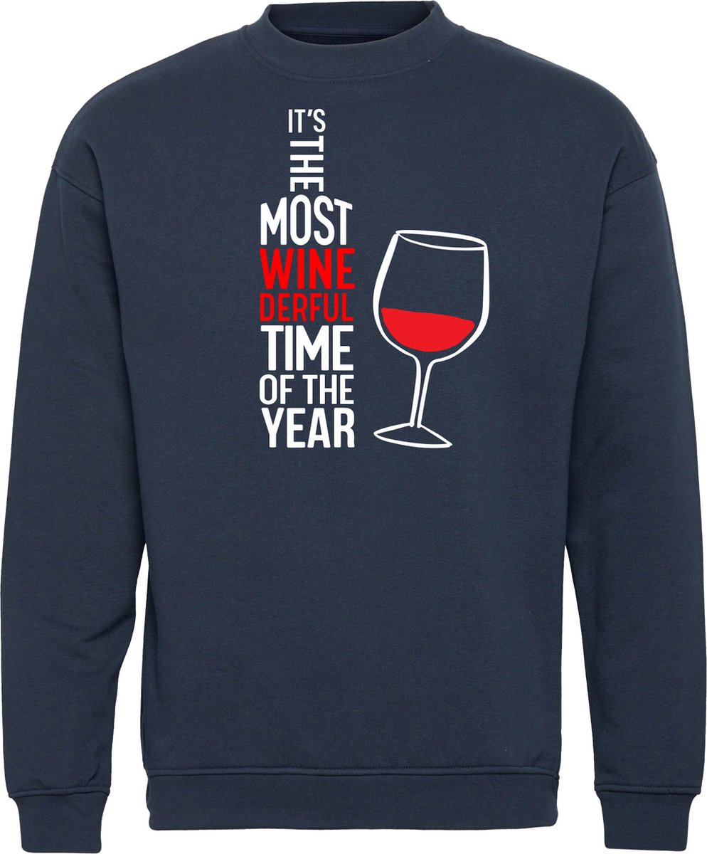 Kersttrui Most Winederfull Time | Foute Kersttrui Dames Heren | Kerstcadeau volwassenen | Kerst | Navy | maat XXL