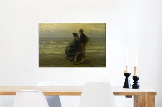 Tableau sur toile Mère et enfant à la mer - tableau de Jozef Israëls - 90x60 cm - Décoration murale