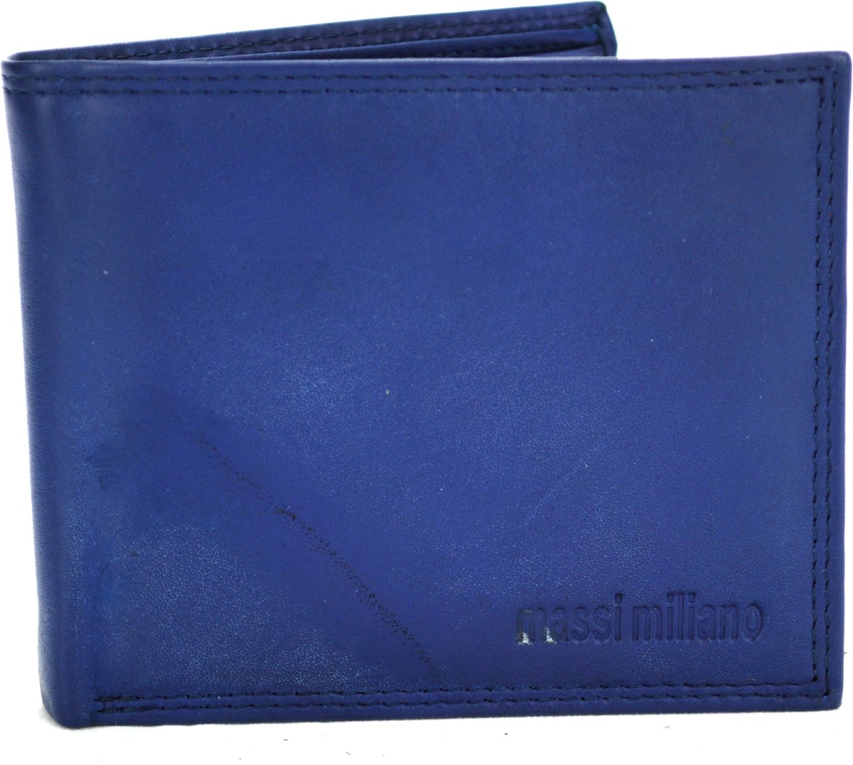 Massi Miliano Portemonee Heren Leer  Navyblauw - Billfold - (PHXW-303-9) - 11x2x9.5cm -