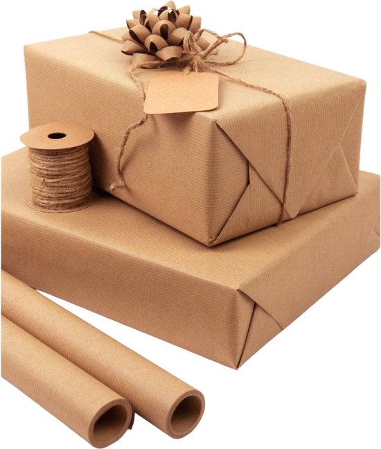 cadeaupapier pakpapier inpakpapier - Bruin - 70 cm x 5 meter per rol - 4 rollen | bol.com