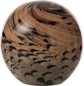 Sphère / boule décorative en presse papier - Marron / noir / transparent - 8 x 8 x 8 cm de haut.