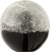 Decoratieve bol / bal  in presse papier - Wit / grijs / zwart / tranparant / zilver - 9,5 x 9,5 x 9,5 cm hoog.
