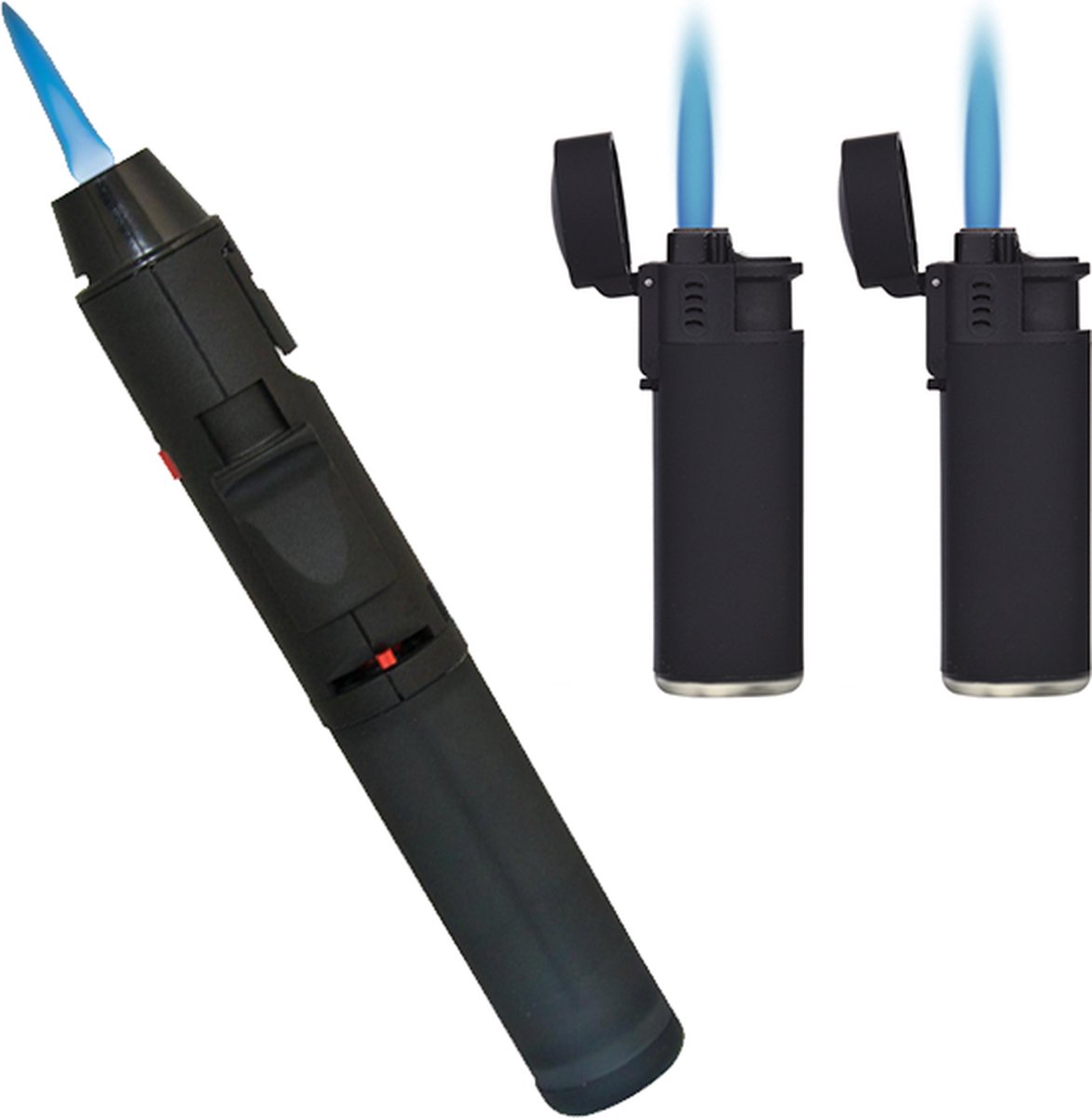 Pen Torch Black Turbo + 2x Prof Grenade Jetflame Zwart