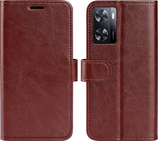 Coque Oppo A57 / A57s / A77 - Etui portefeuille MobyDefend (fermeture arrière) - Marron - Etui pour téléphone portable - Etui pour téléphone adapté à : Oppo A57 / A57s / A77