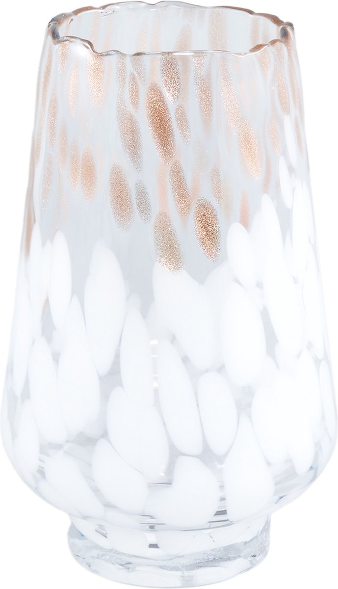 PTMD Windlicht Angelina - 14x14x22 cm - Glas - Wit