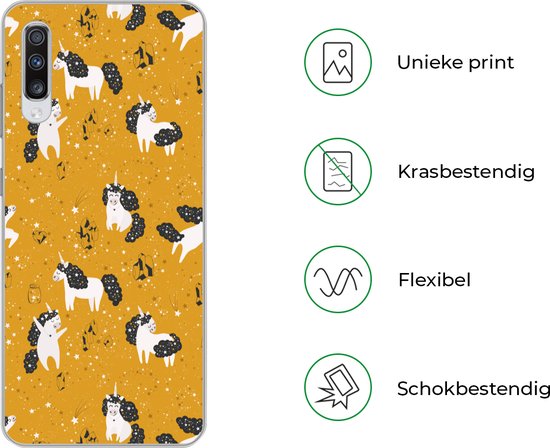 Coque Samsung Galaxy A70 - Filles - Unicorn - Étoiles - Motifs - Coque de téléphone en Siliconen -