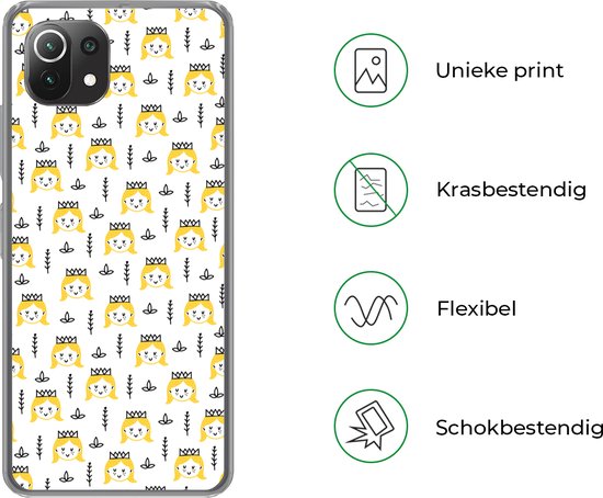 Telefoonhoesje Geschikt voor Xiaomi 11T hoesje - Meisjes - Prinses - Kroon - Patronen - Girl - Kids - Kinderen - Siliconen Telefoonhoesje Telefoonhoesje