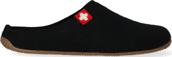 Living Kitzbühel Pantoufles femmes Schweizer Kreuz 3886/ 900 Noir |  Noir | Feutre de laine | Taille 40