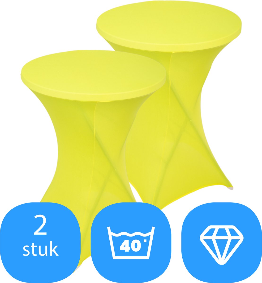 Statafelrok Geel x 2 – ∅80-85 x 110 cm – Stretch 2 stuks – Tafelrok voor Statafel – Geschikt voor Horeca Evenementen | Sta Tafel Hoes | Staantafelhoes | Cocktailparty | Trouwerij | FDWB