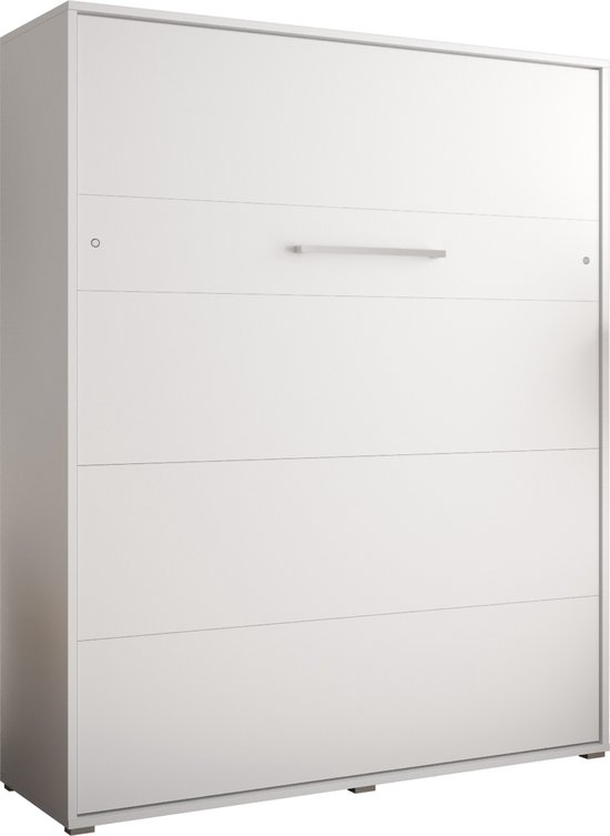 InspireMe - Horizontaal Bedkast Opklapbed ALABAMA 160 - Vouwbed - Moderne Stijl - 160x200cm - Wit Mat (zonder Matras)