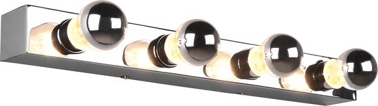 Trio leuchten - LED Wandlamp - E27 Fitting - Spatwaterdicht IP44 - Rechthoek - Chroom - Aluminium