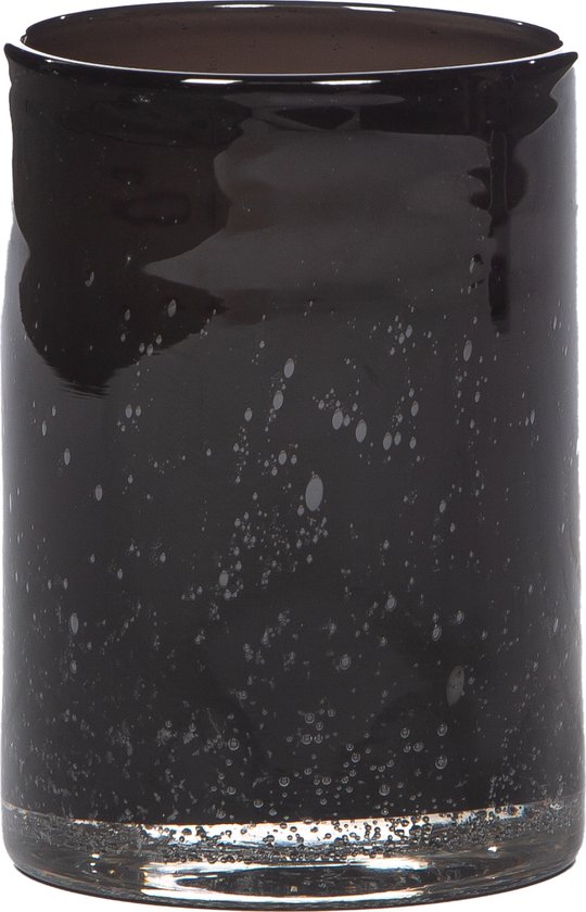 STILL - Glazen Windlicht - Bubbelglas - Black Bubble - Zwart - 10x15 cm
