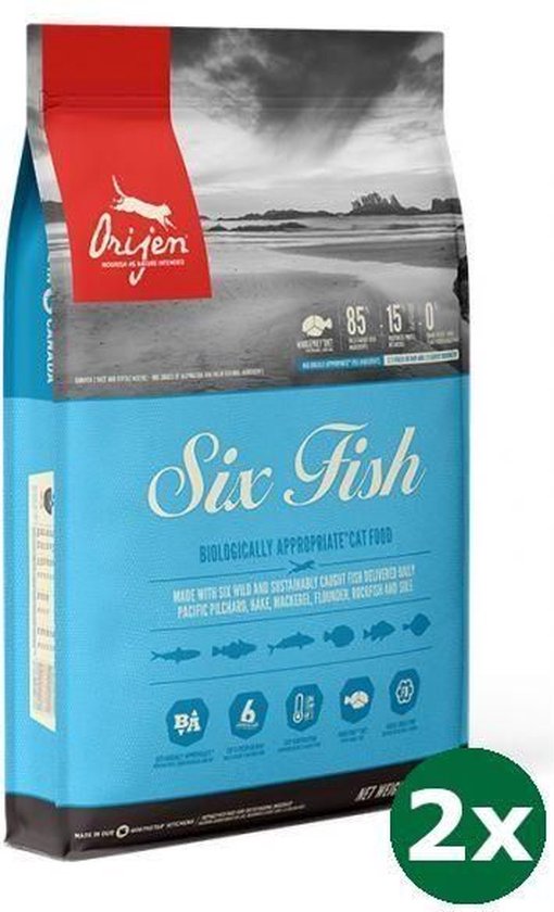 Orijen whole prey 6 fish kattenvoer 2x 5,4 kg