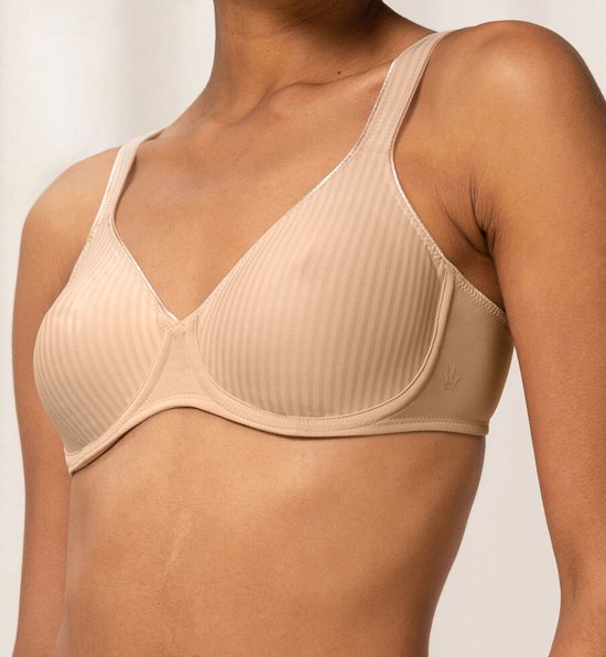 Nude beha met verticale ribbels, strijkijzer logo op de cup