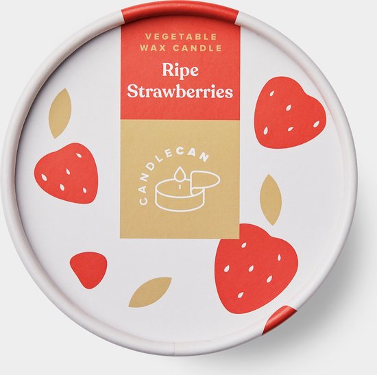 Candlecan - Kaars- Geurkaars- Rijpe Aardbeien- 30 uur brandentijd - 100% plantaardige was - Ripe Strawberries- Geniet van aangename geur en lange brandtijd!