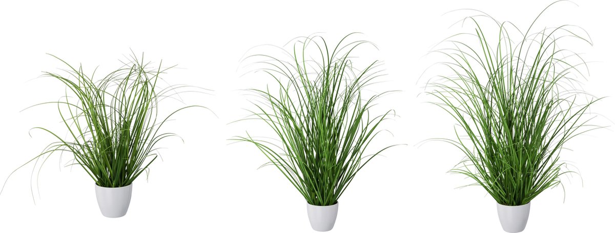 Kopu® Kunstplant Zegge Grasplant 90 cm - in Witte Sierpot - Nepplant